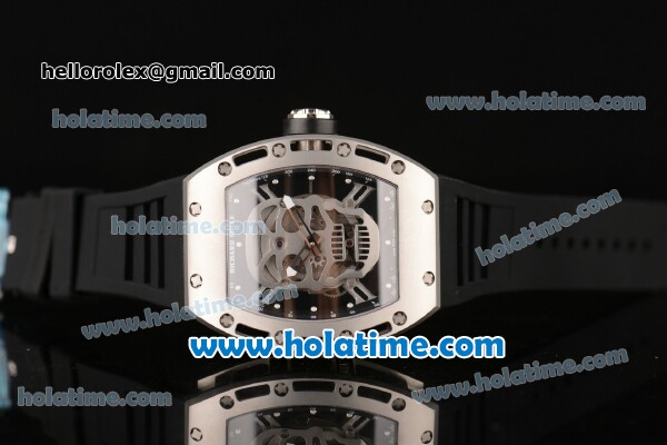 Richard Mille RM 52-01 Swiss ETA 2671 Automatic Steel Case with Black Rubber Bracelet White Markers and Skeleton Dial - 1:1 Original - Click Image to Close